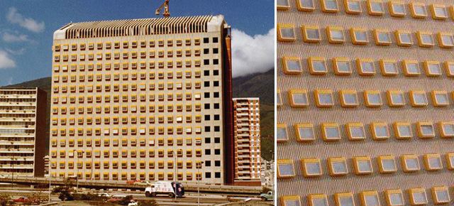 Fenster- bzw. Fassadenverkleidungen f&uuml;r B&uuml;rogeb&auml;ude. Caracas, Venezuela